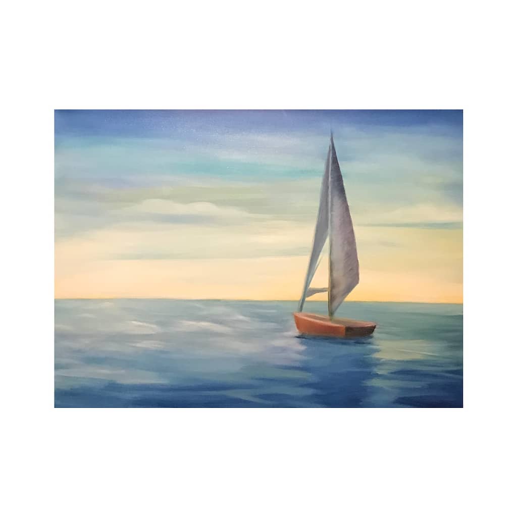 Boat sailing towards waves